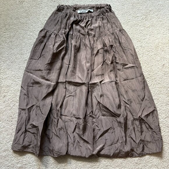 Vintage Melissa Lane mushroom brown/taupe 3-piece silk set: blouse, skirt, scarf - Picture 8 of 9